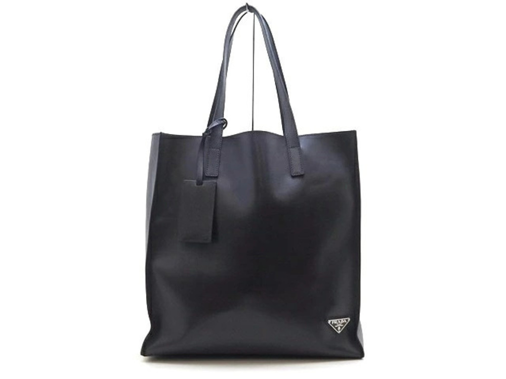 Prada Tote Tessuto Saffiano Bag Shoulder Calfskin Dark Brown